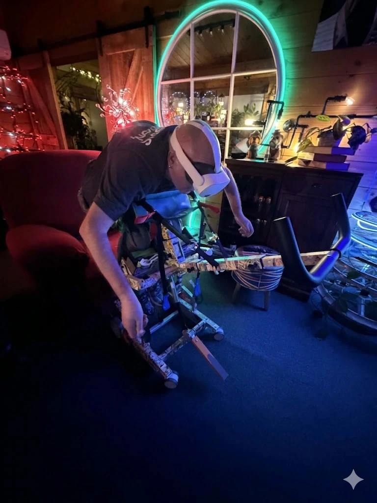 Mark on the Kera hoist using his VR googles